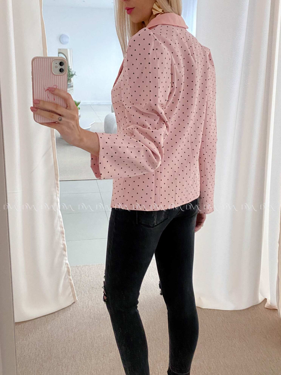 Bodkované sako s vystuženými ramenami ružové AB 34