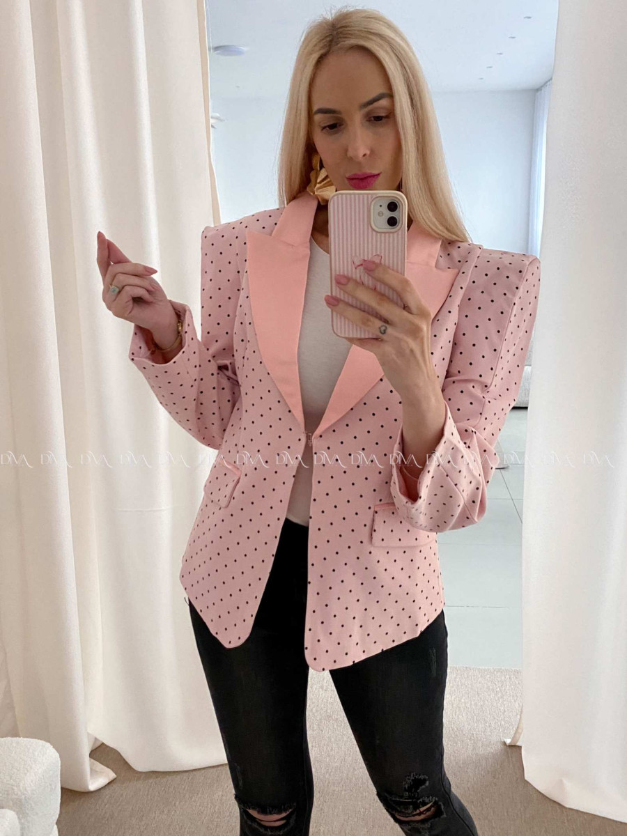 Bodkované sako s vystuženými ramenami ružové AB 34