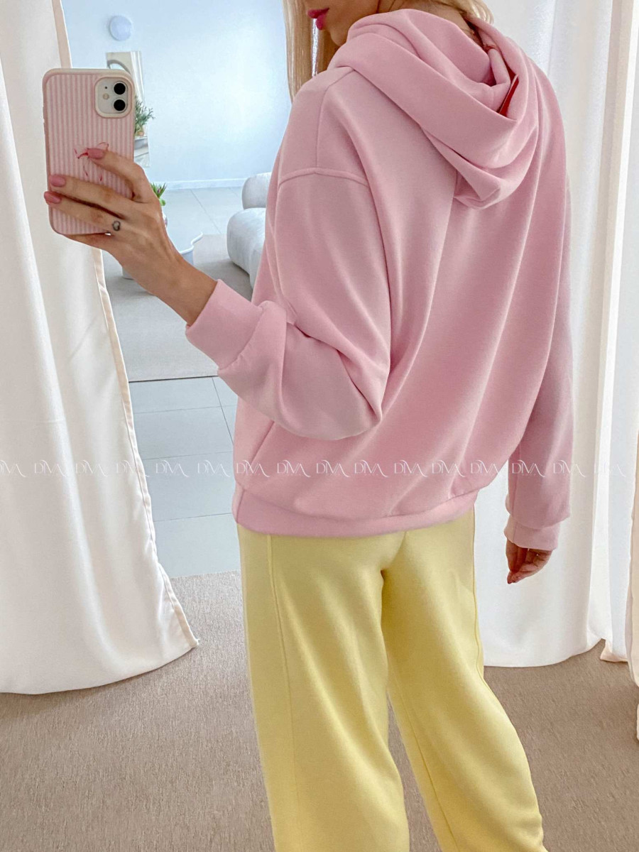 Oversize hladká mikina baby pink AB 25