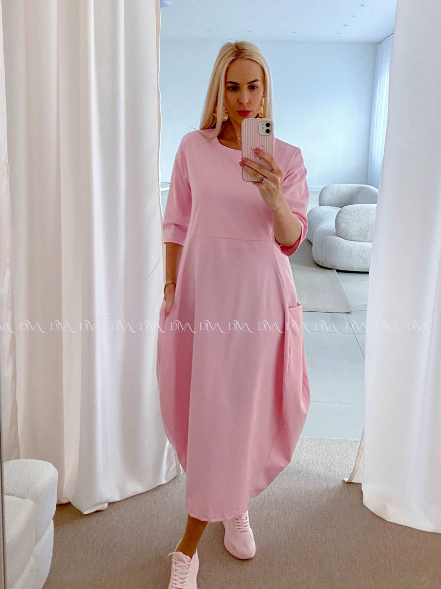 Športové maxi šaty v hruškovom strihu baby pink AB 16