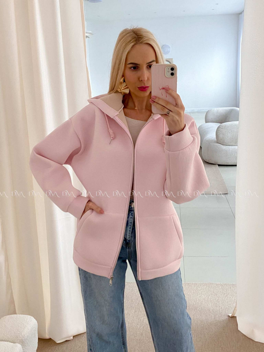 Hrubšia mikina na zips soft pink AB 15