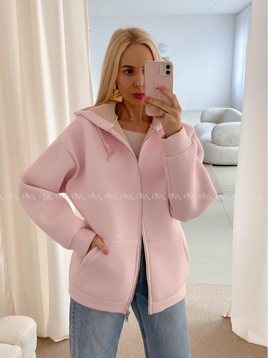 Hrubšia mikina na zips soft pink AB 15