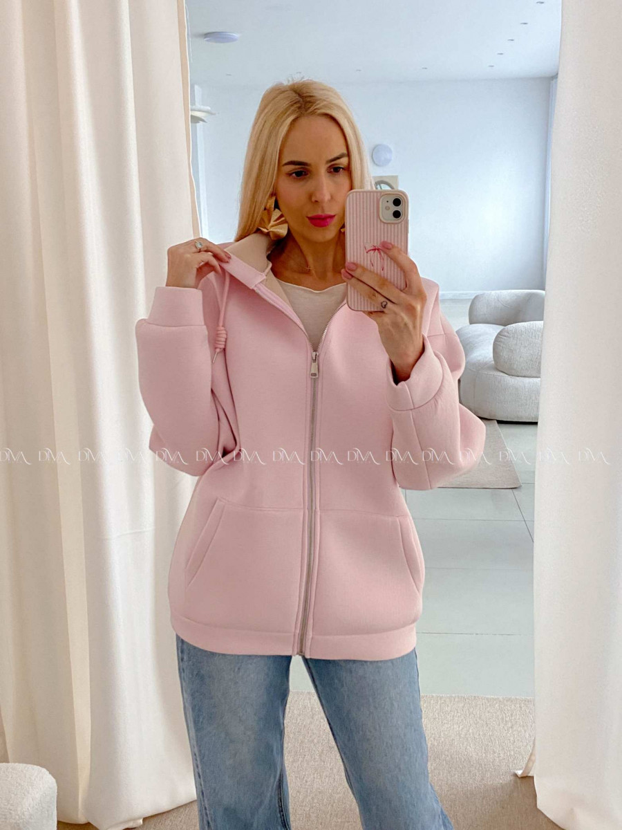 Hrubšia mikina na zips soft pink AB 15