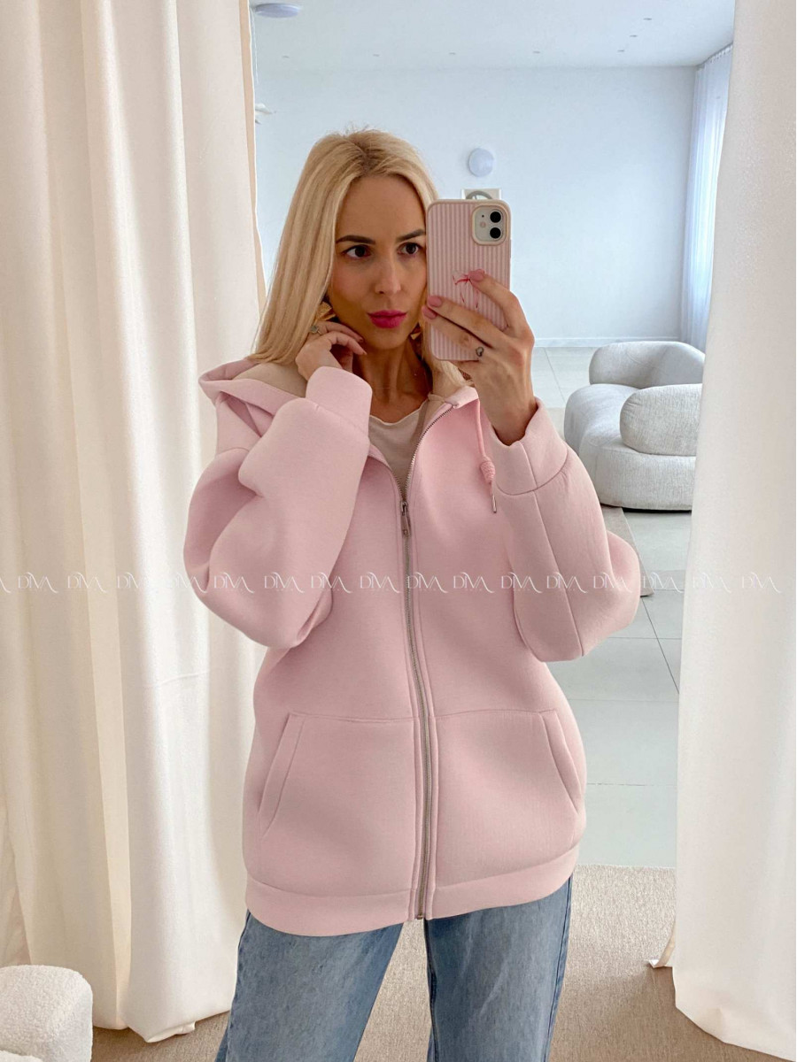 Hrubšia mikina na zips soft pink AB 15