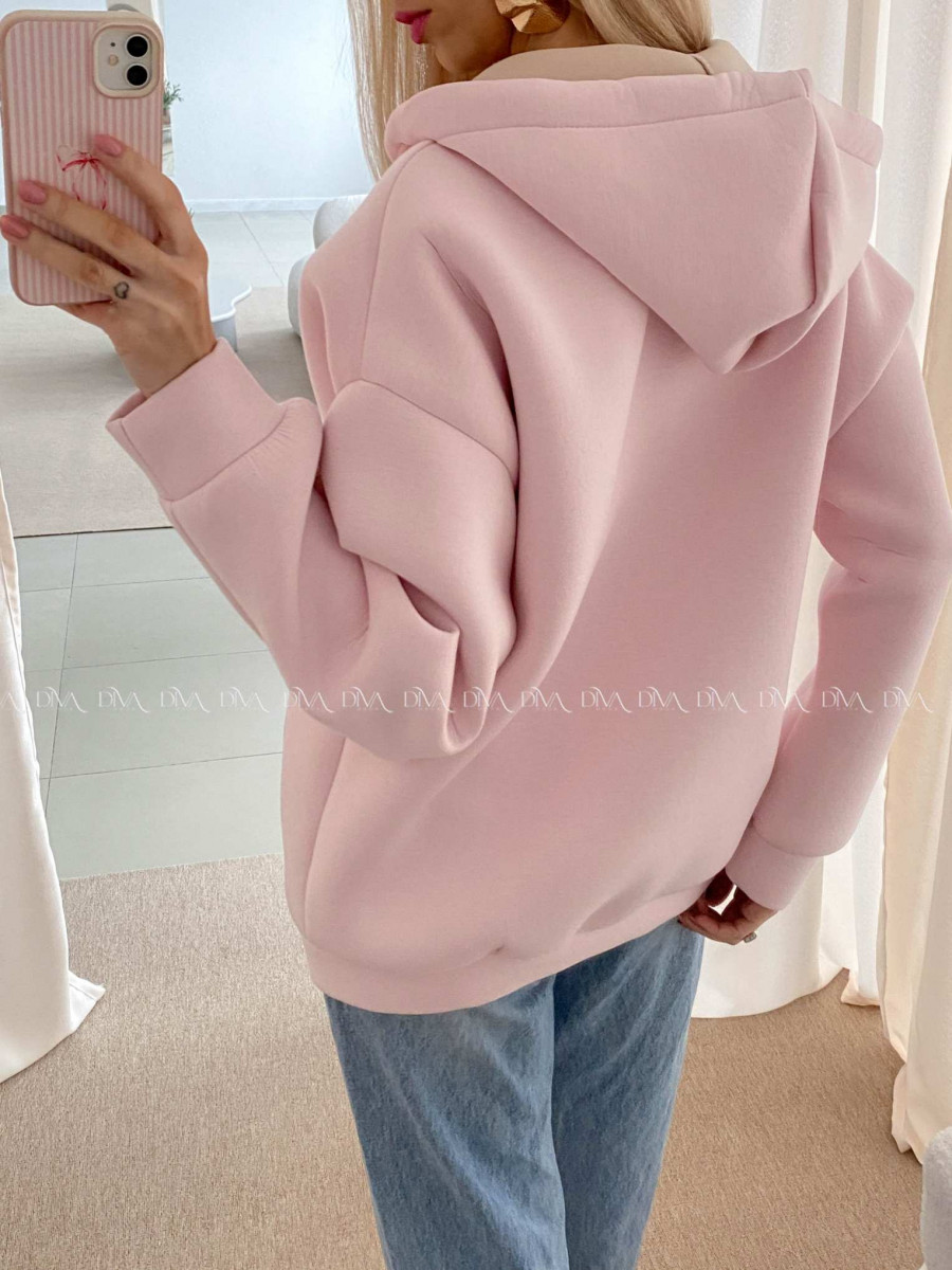 Hrubšia mikina na zips soft pink AB 15