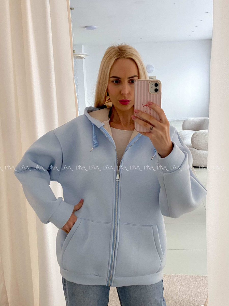 Hrubšia mikina na zips baby modrá AB 15