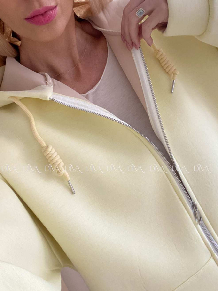 Hrubšia mikina na zips butter yellow AB 15