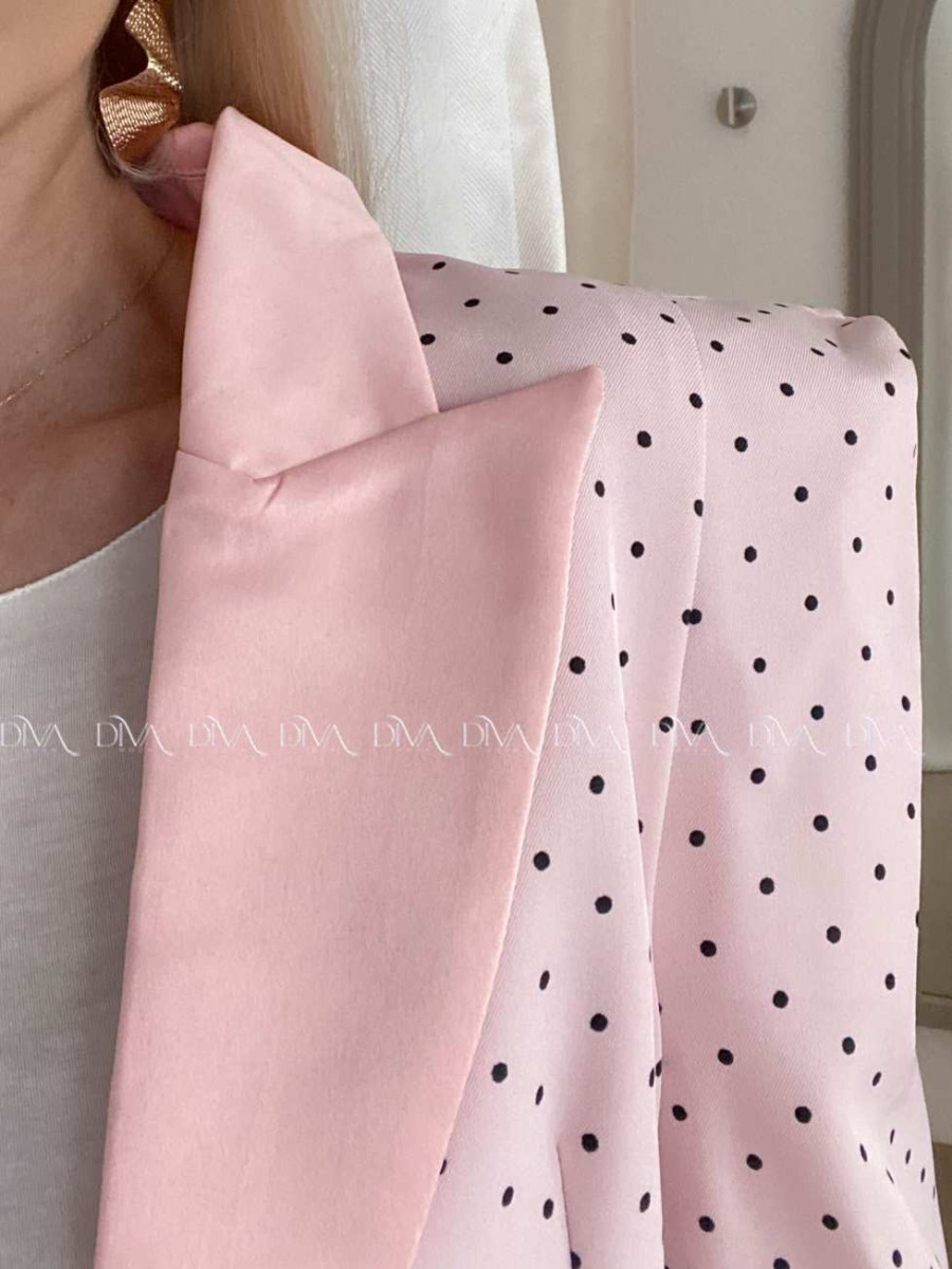 Bodkované sako s vystuženými ramenami ružové AB 34