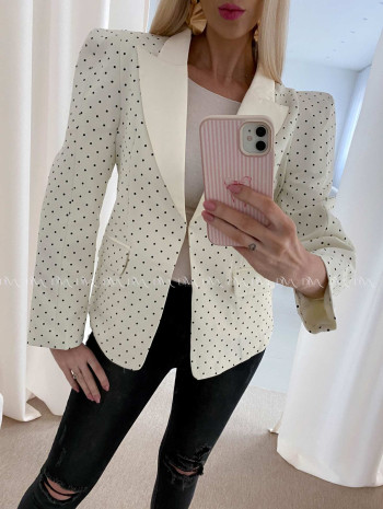 Bodkované sako s vystuženými ramenami smotanové AB 34