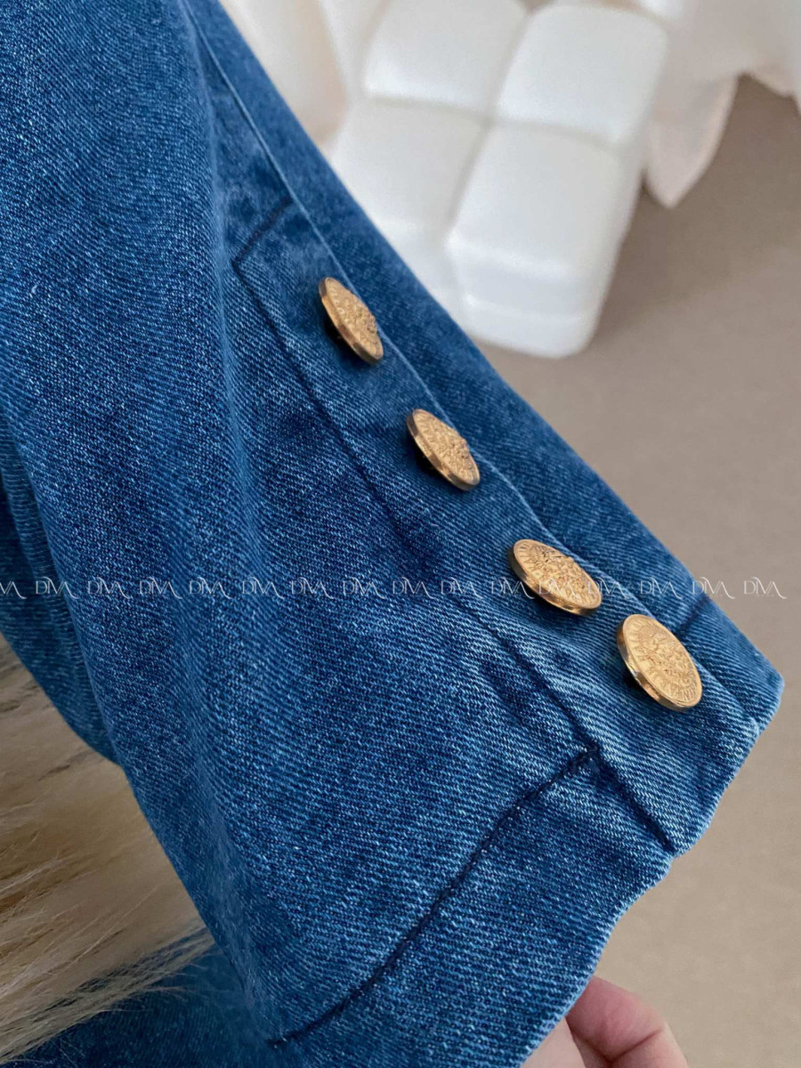 Oversize riflová bunda so zdobenými gombíkmi modrá AB 30