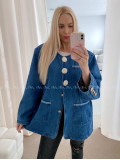 Oversize riflová bunda so zdobenými gombíkmi modrá AB 30