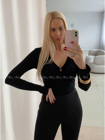 Basic hodvábne body s kruhom čierne AB 51