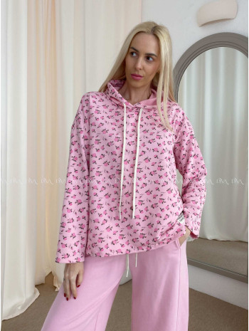 Bavlnená mikina flowers s nášivkou ružová AB 57