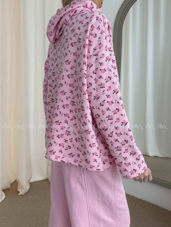 Bavlnená mikina flowers s nášivkou ružová AB 57