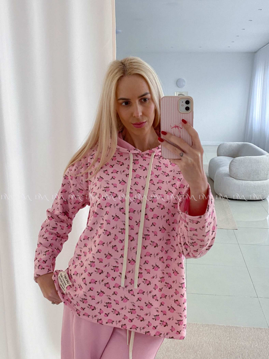 Bavlnená mikina flowers s nášivkou ružová AB 57