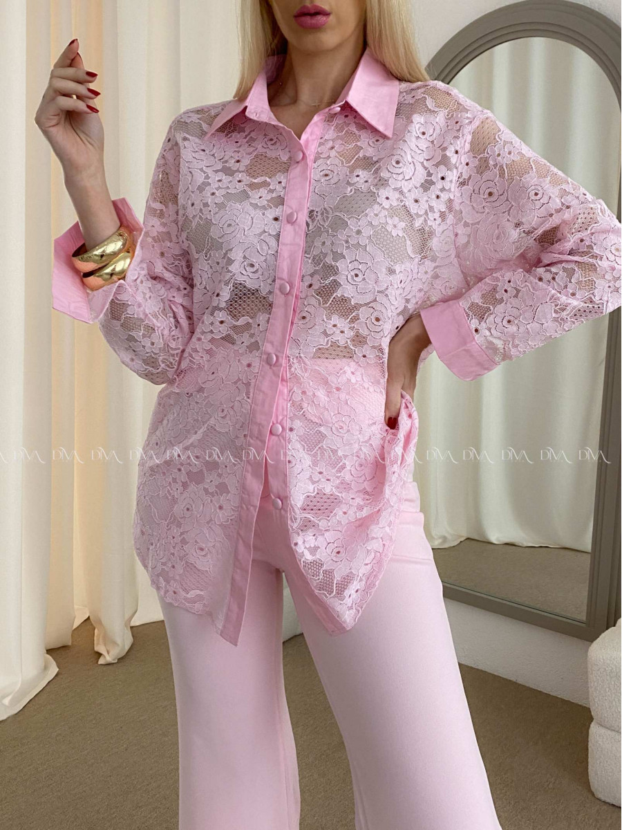 Celokrajkovaná blúzka baby ružová AB 53