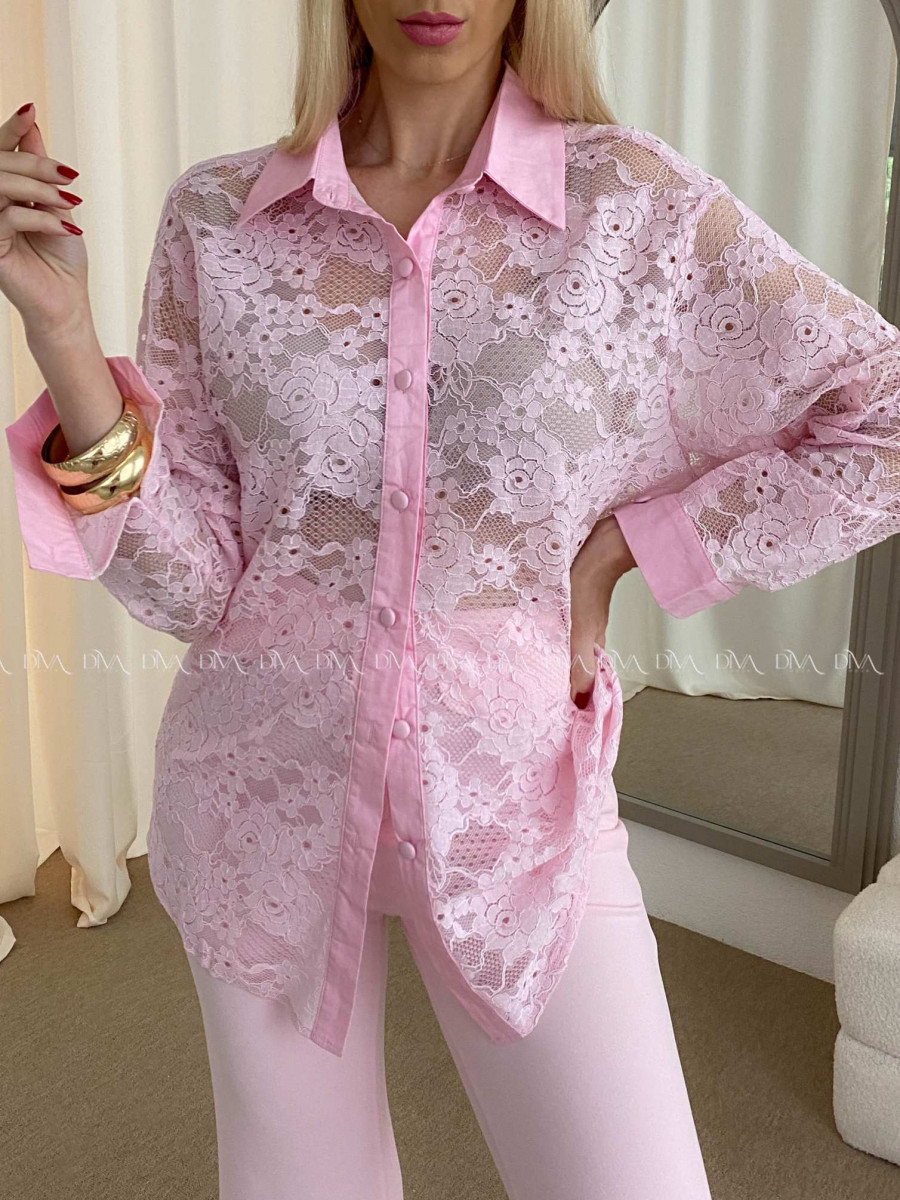 Celokrajkovaná blúzka baby ružová AB 53