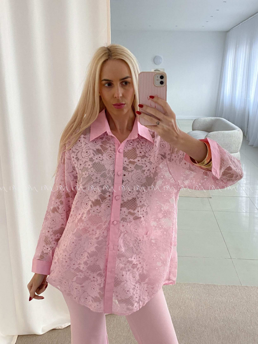 Celokrajkovaná blúzka baby ružová AB 53