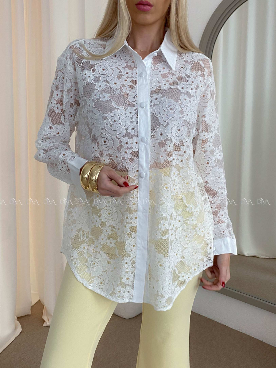 Celokrajkovaná halenka bílá AB 53