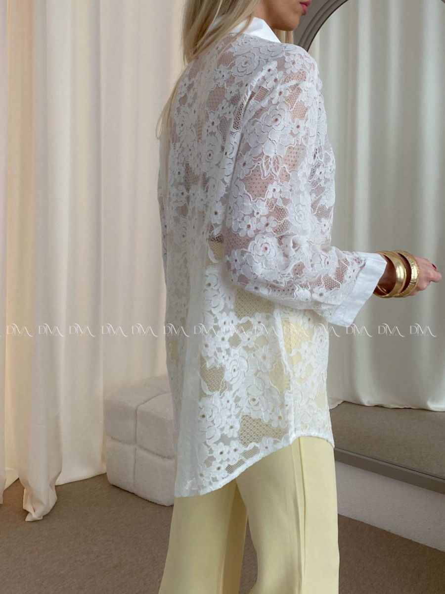 Celokrajkovaná halenka bílá AB 53