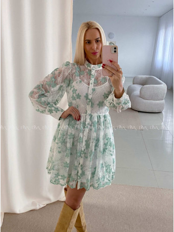 Celokrajkované šaty bielo- zelené  Aliss AB 45