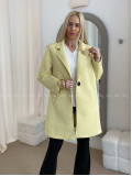 Midi prechodný kabát s brošňou banánový AB 59