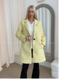 Midi prechodný kabát s brošňou banánový AB 59