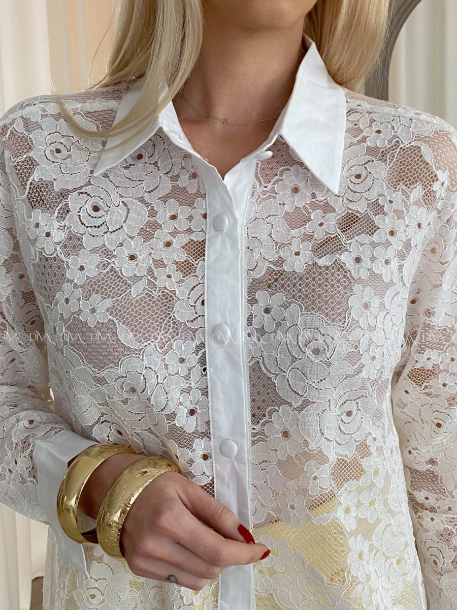 Celokrajkovaná halenka bílá AB 53