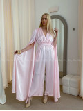 Saténový spoločenský overal baby pink AB 37