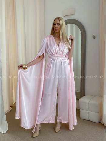 Saténový spoločenský overal baby pink AB 37