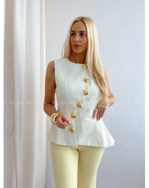 Elegantný vestičkový top so srdiečkami smotanový AB 83