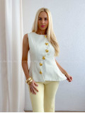 Elegantný vestičkový top so srdiečkami smotanový AB 83