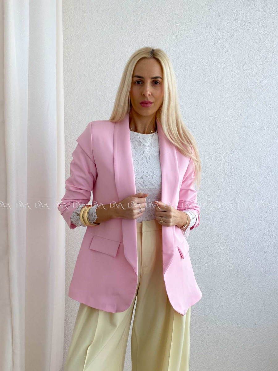 Sako s riasenými rukávmi baby pink AB 65 Sako s riasenými rukávmi baby pink AB 65