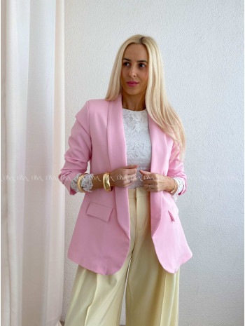 Sako s riasenými rukávmi baby pink AB 65 Sako s riasenými rukávmi baby pink AB 65