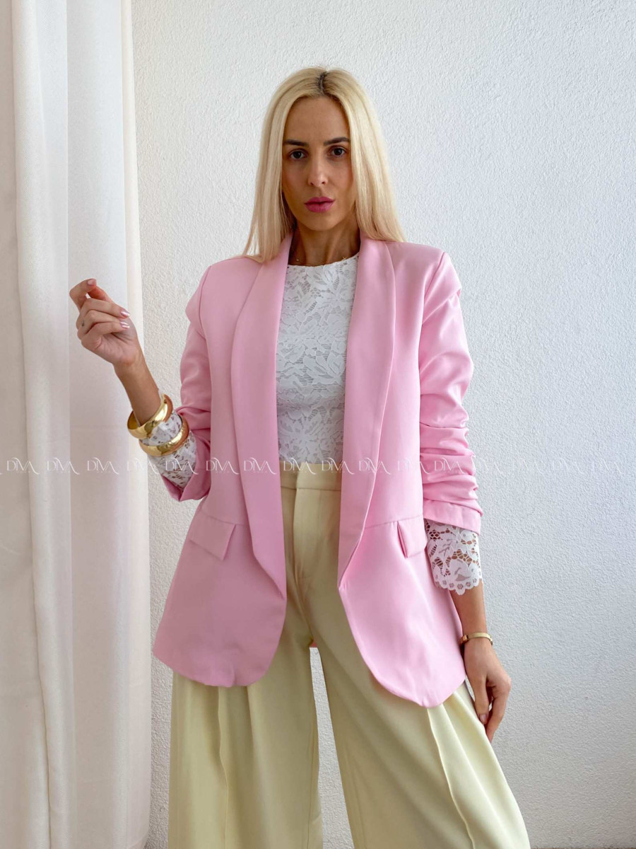 Sako s riasenými rukávmi baby pink AB 65 Sako s riasenými rukávmi baby pink AB 65