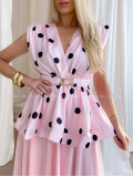 Saténový bodkovaný peplum top baby pink AB 79