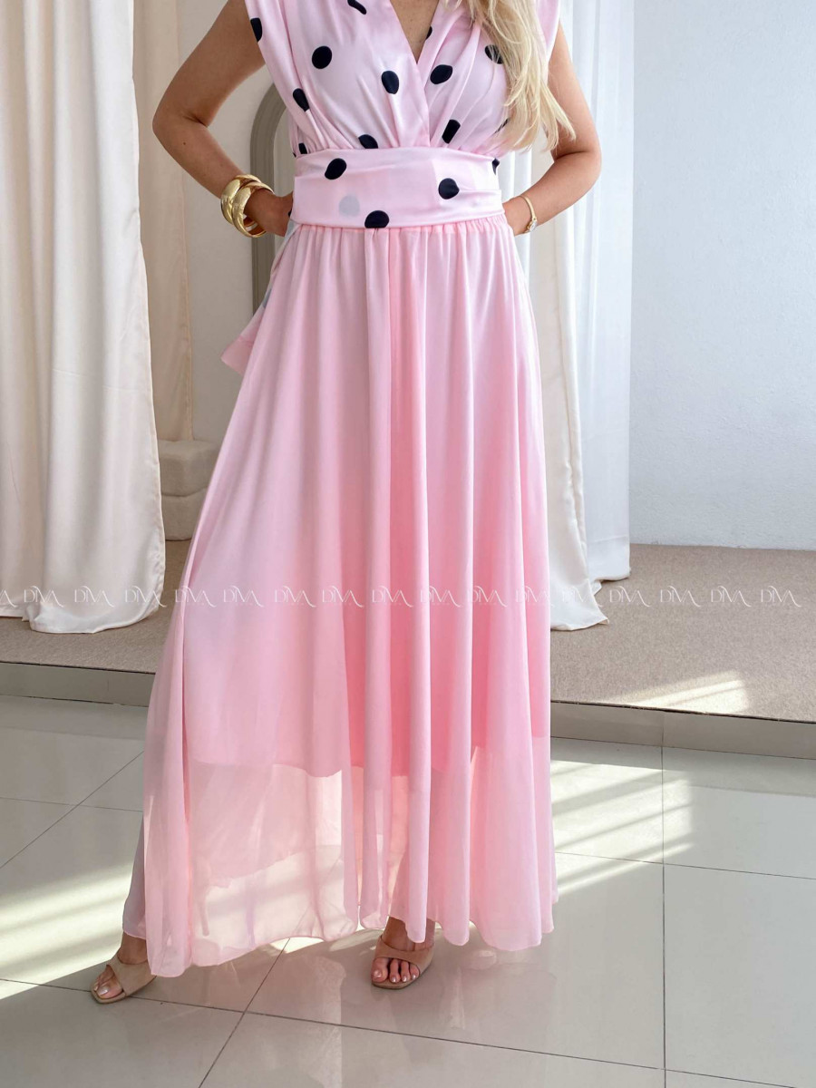 Ľahká maxi sukňa s prímesou hodvábu baby pink AB 80