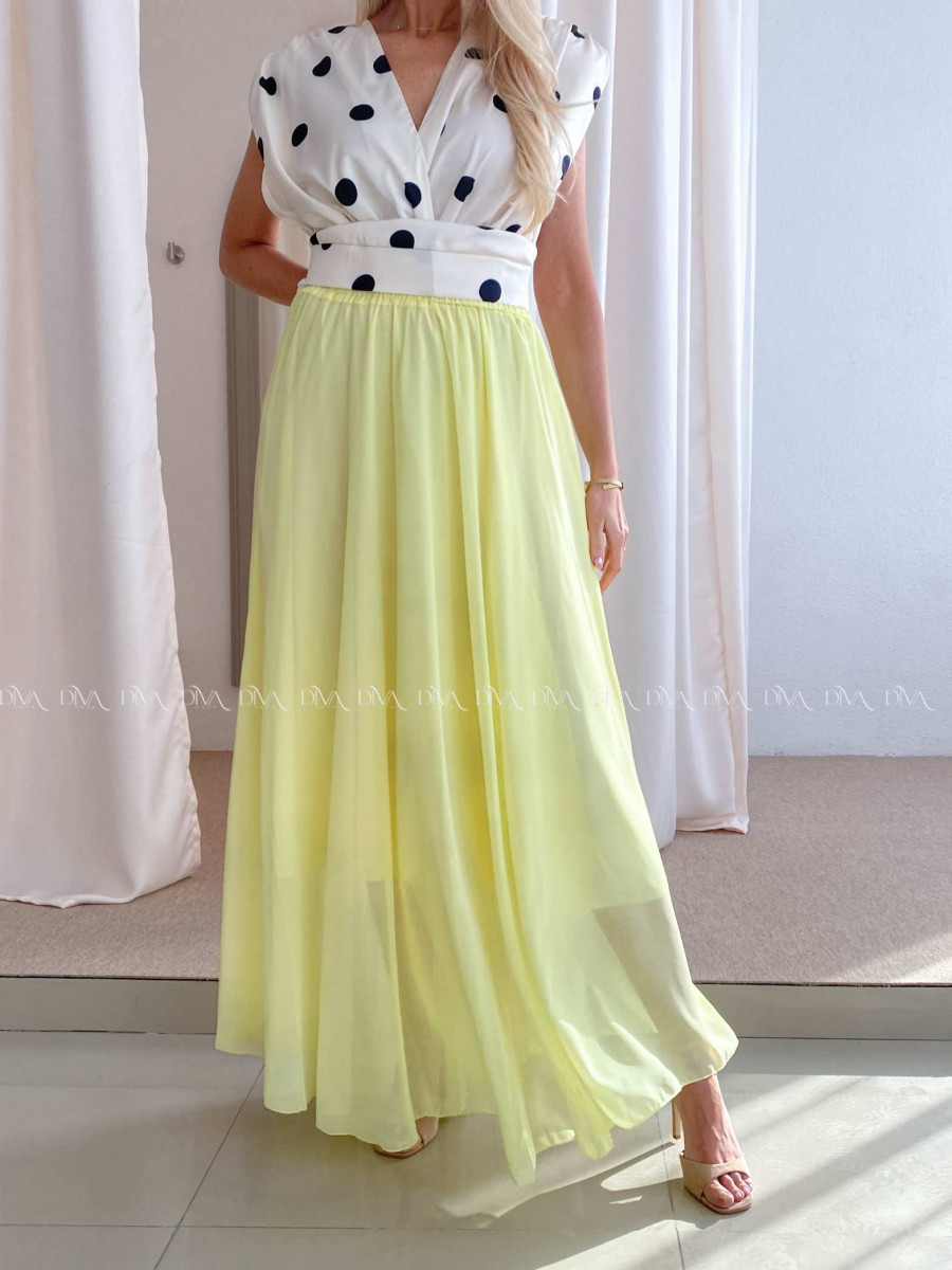 Ľahká maxi sukňa s prímesou hodvábu žltá AB 80