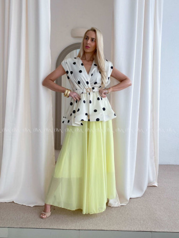 Ľahká maxi sukňa s prímesou hodvábu žltá AB 80