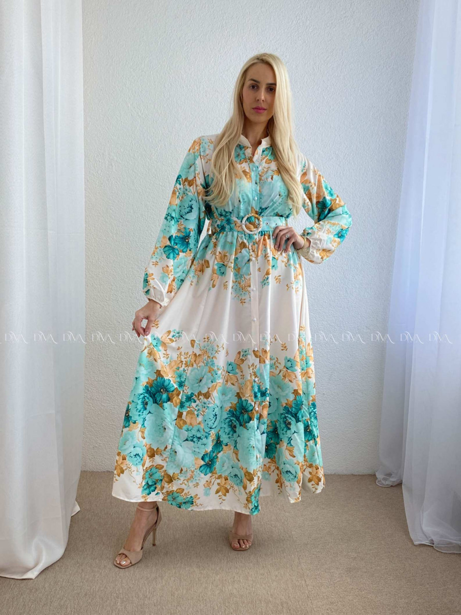 Maxi šaty s kvetmi carolina mint P 95