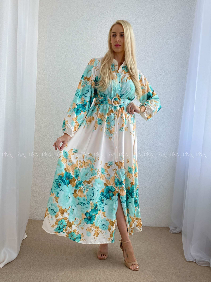 Maxi šaty s kvetmi carolina mint P 95