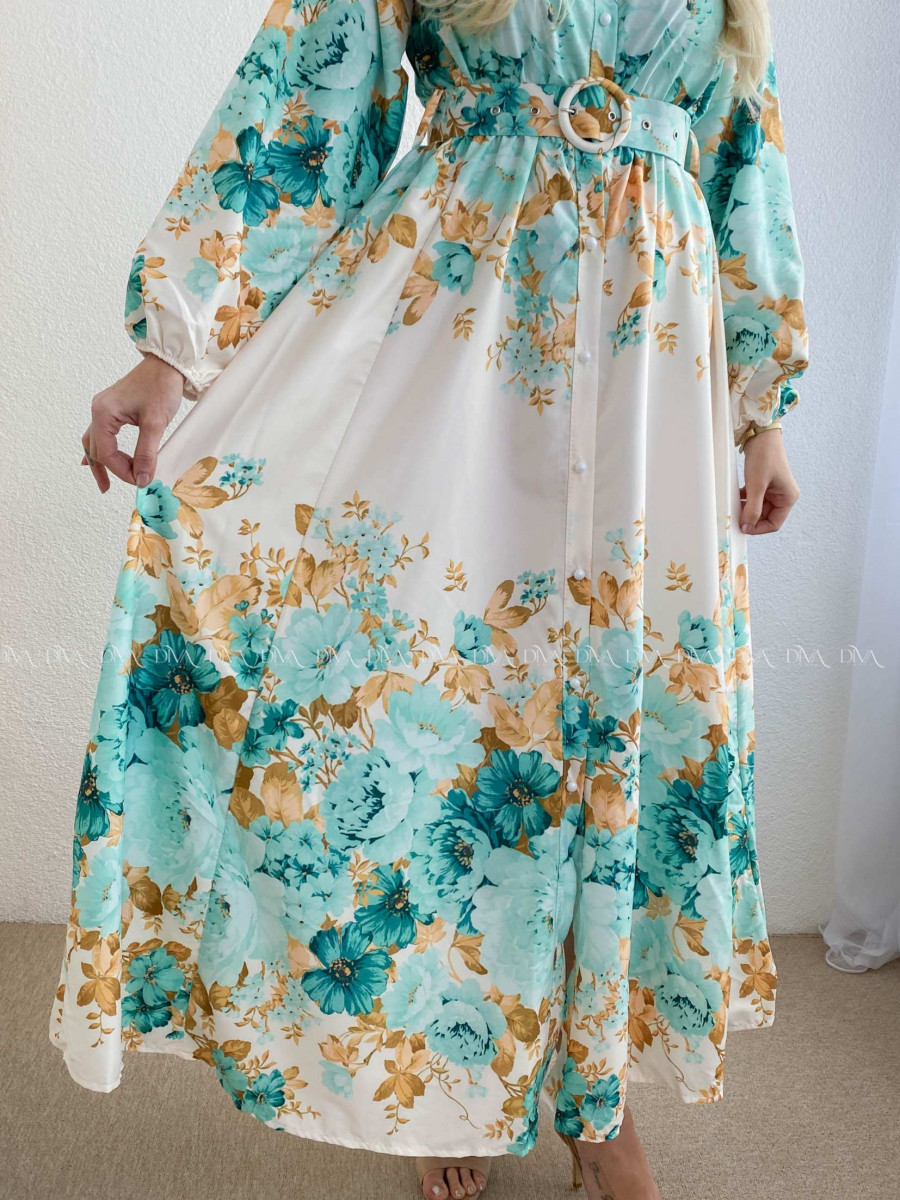 Maxi šaty s kvetmi carolina mint P 95