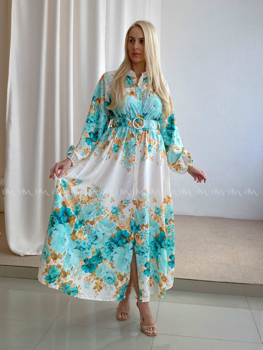 Maxi šaty s kvetmi carolina mint P 95