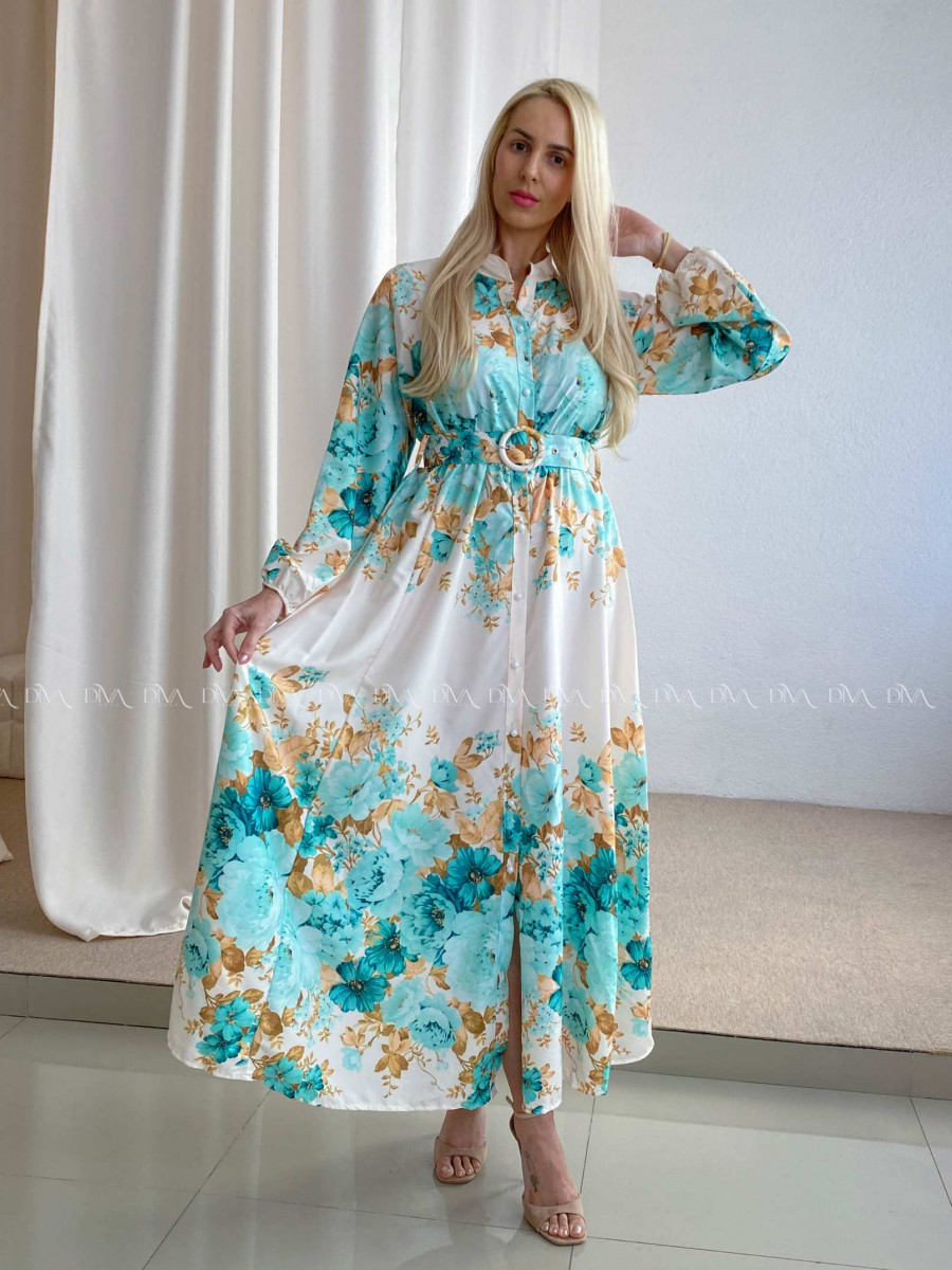 Maxi šaty s kvetmi carolina mint P 95