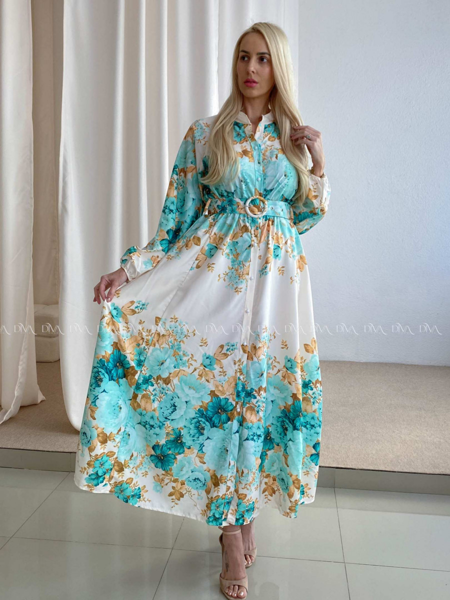 Maxi šaty s kvetmi carolina mint P 95