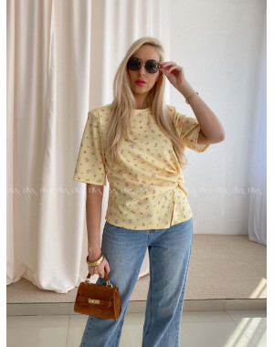 Kvetinkové tričko s uzlom banánové AB 71