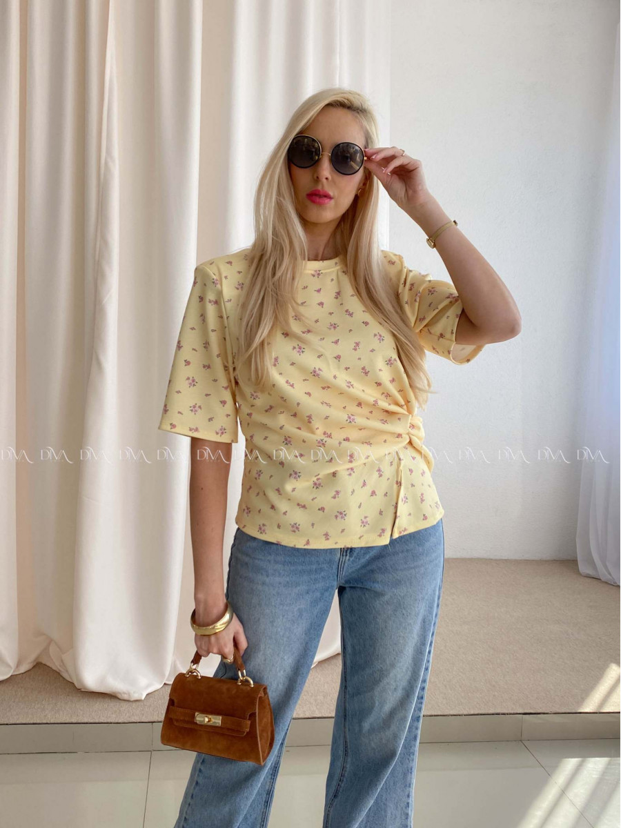 Kvetinkové tričko s uzlom banánové AB 71