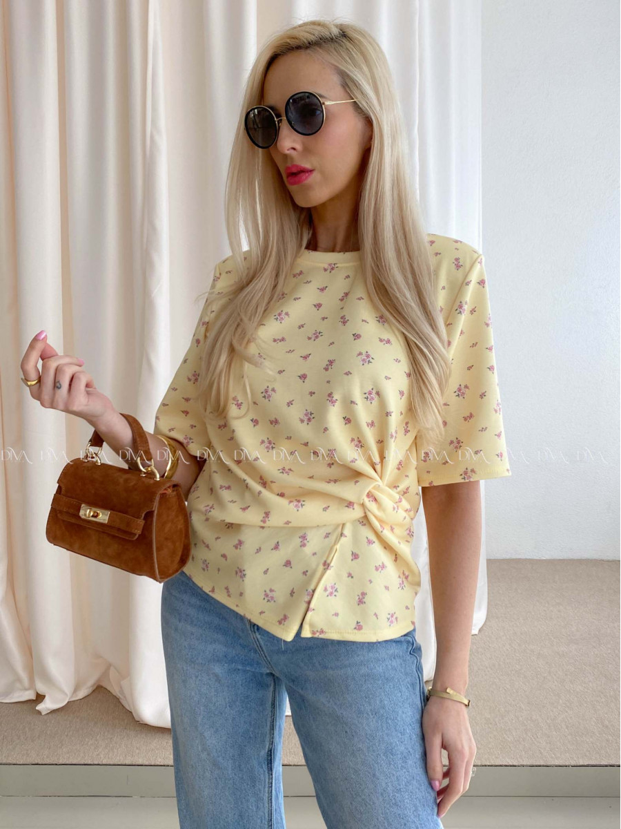 Kvetinkové tričko s uzlom banánové AB 71