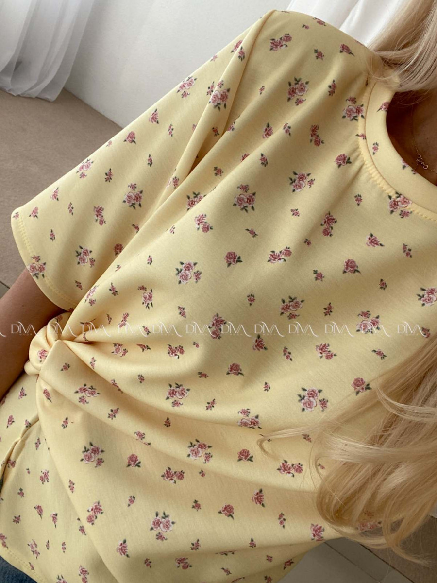 Kvetinkové tričko s uzlom banánové AB 71