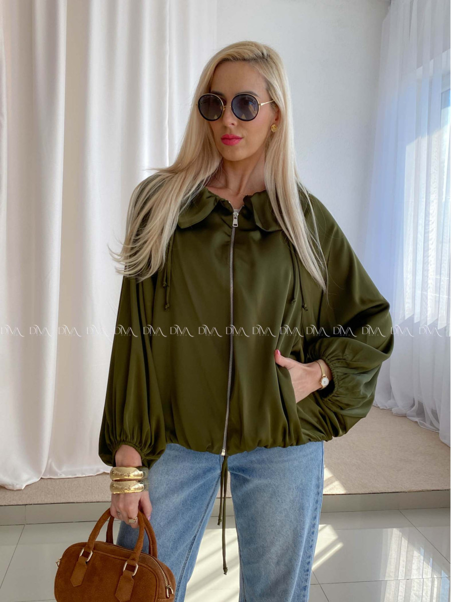 Ľahká prechodná bunda na zips khaki AB 92